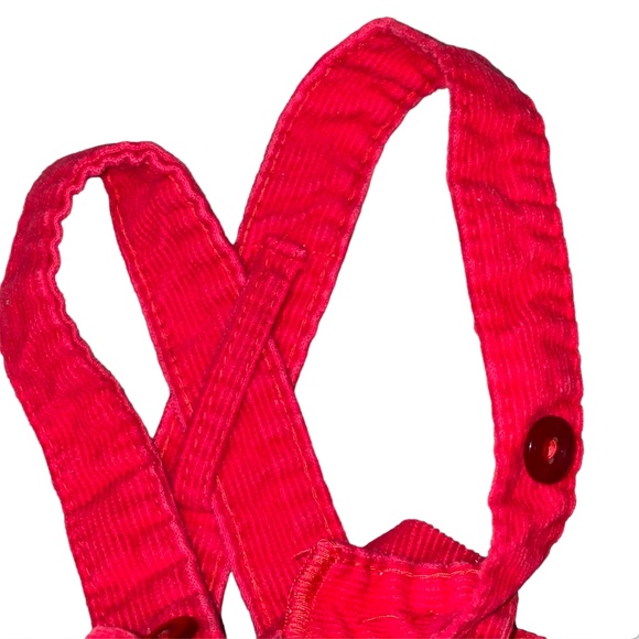 Vintage Overalls Corduroy JC Penney Toddletime Red 6 Months Japan Bear Blocks - Picture 7 of 13